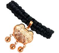 NUOBESTY Collar para Mascotas Pequeño XS 15-23 CM con Candado Dorado y Campana Cuerda Trenzada Negra Ajustable para Gatos y Perros Collar Artesanal con Sonido para Identificación