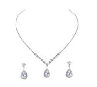 NUOBESTY Collar y pendientes con forma de lágrima de ángel en aleación y rhinestone, set de joyas para mujer con estilo exquisito, perfectos para eventos y regalos a novia