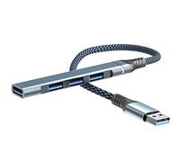 NUOBESTY Concentrador USB 3.0 de 4 Puertos para Portátil, Adaptador Multipuerto USB Compacto y Portable, Transferencia Rápida de Datos, Compatible Teclado, Mouse y Cámara Web, Color Negro