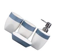 NUOBESTY Conjunto de Accesorios de Baño Blanca y Azul con Dispensador Jabonera y Vasos Organizadores Diseño Elegante y Funcional para Baño Moderno