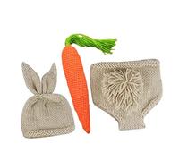 NUOBESTY Conjunto De Punto para Ñiño Recién Nacido Traje De Conejito Crochet Gorro y Pantalón para Sesión Fotográfica 3-4 Meses Ropa De Ñiño Unisex Color Blanco y Rosa Suave