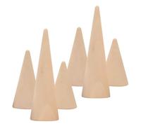 NUOBESTY Conos de Madera Exhibidor de Joyas en Forma de Cono para Anillos Conjunto de 6 Soporte Organizado para Mostrar Anillos en Tocadores Personales