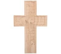 NUOBESTY Cruz Decorativa de Madera Maciza con Tallado de Jesús Adorno Artesanal para Pared Diseño Elegante y Duradero para Hogar