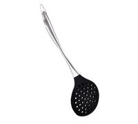 NUOBESTY Cuchara Ranurada Coladora de Silicona Mango de Acero Inoxidable 304, Utensilio de Cocina Antiadherente Resistente al Calor para Escurrir Pasta y Alimentos en Cocina Doméstica