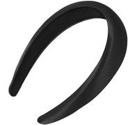 NUOBESTY Diadema Ancha de Satén Negra Acolchada, Banda Ancha Lisa y Ligera Cabello, Accesorio Femenino Antideslizante Adecuado para Uso Diario, Fiestas y Deporte