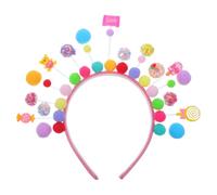 NUOBESTY Diadema de Piruleta: Encantador Adorno para El Cabello con Forma de Piruleta, Diadema con Pompón de Tonos Intensos Que Combina con Conjuntos de Niñas, Tocado para Fiestas, Cumpleaños Y