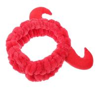 NUOBESTY Diadema para Lavarse la Cara Roja Cuernos de Felpa Suave Diadema Facial para Cuidado Piel y Spa Accesorio Cómodo y Práctico para Mujer