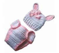 NUOBESTY Disfraz de Fotografía para Recién Nacido Hecho a Mano en Hilo de Algodón Diseño de Conejo Adorable y Cómodo para Sesiones de Fotos y Baby Shower