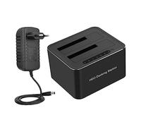 NUOBESTY Estación de Acoplamiento para Disco Duro 2.5 y 3.5 Pulgadas USB 3.0 Clonación Offline Compatible/SSD Diseño Antideslizante y Uasp Base para Disco Duro