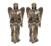NUOBESTY Estatua de Ángel Guardián de Latón 2 Piezas, Figura Decorativa Alada Simétrica para Rincón de Oración, Decoración Navideña y Hogar Religioso, Cuenco Grande de Alas Angelicales