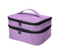 NUOBESTY Estuche Organizador de Esmaltes de Uñas Portátil Doble Capa 30 Compartimentos Asa Resistente Base Extraíble y Color Púrpura Adecuado para Viajes y Uso Diario