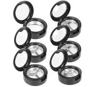 NUOBESTY Estuche Redondo de Plástico Negro para Sombras de Ojos Vacío, Recargable y Fácil de Llevar, 6 Piezas, Diseño Único Adecuado para Noches de Chicas Varios estilos