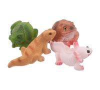 NUOBESTY Figuras de Resina para Jardín en Miniatura 4 Piezas Reptil Pequeño Camaleón Sapo y Dragón Hexagonal Decoración Realista para Acuarios de Reptiles y Jardines de Hadas