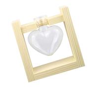 NUOBESTY Florero de Vidrio con Soporte de Madera Natural Maceta Hidropónica Forma de Corazón para Plantas de Aire y Decoración de para Arreglos y Oficina