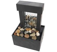 NUOBESTY Fuente Agua Decorativa de Mesa para Interior Diseño Artístico y Estilo Chino, Material Abs y Guijarros, Adecuado para Decoración Zen en Oficina o Hogar