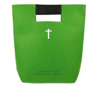 NUOBESTY Funda de Fieltro para Biblia Grande Asa de Cuero Pu, Bolsa Iglesia y Estudio Bíblico, Diseño de Cruz Hueca, Color Verde, Capacidad Amplia para Libros y Objetos Personales