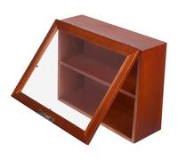 NUOBESTY Gabinete de Madera para Escritorio Vintage Pequeña Vitrina Expositora con Puerta de Acrílico Estante para Figuras y Decoración Organizador y Almacenaje de Colecciones