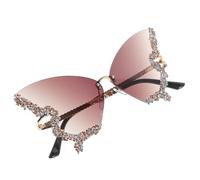 NUOBESTY Gafas de Sol Cristales para Mujer Diseño de Mariposa sin Montura y Ligeras Lentes Anti-uv para Fiesta Verano y Fotos Calle