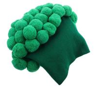 NUOBESTY Gorro de Brócoli Divertido de Punto con Gran Pompón Esponjoso, Color Verde, Tejido de Fibras Acrílicas, Cómodo Otoño E Invierno en Fiestas y Cosplay