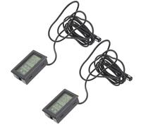 NUOBESTY Higrómetro de Alambre Mini Digital 2 Piezas Pantalla LCD para Interiores y Exteriores Medidor Electrónico de Temperatura y Humedad Ambiental Grados Celsius Adecuado para