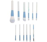 NUOBESTY Juego de 12 Pinceles de Maquillaje Sintéticos con Mango de Madera Azul Efecto Agua, Incluye Brochas para Base, Rubor, Sombras de Ojos y Corrector, Herramientas Profesionales