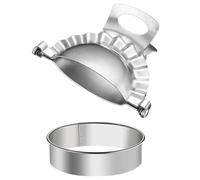 NUOBESTY Juego de 2 Moldes para Dumplings y Empanadas, Cortadores de Masa de Acero Inoxidable, Utensilios para Cocina Casera y Restaurante