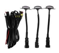 NUOBESTY Juego de 3 Luz de Rejilla LED para Coche, de Advertencia | Lente Transparente, Modos Llamativos Chips LED de Alta Intensidad, PVC Negro para Seguridad y Uso Prolongado
