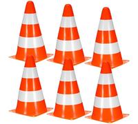 NUOBESTY Juego de 6 Conos de Seguridad Vial de Plástico PE para Señalización en Construcción y Áreas Deportivas, Color Naranja Intenso, Tamaño 133X133X230 MM, Ideales para Control de