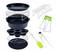 NUOBESTY Juego de Accesorios para Freidora de Aire 6 Pulgadas 9 Piezas de Acero Inoxidable para Hornear y Cocinar Kit Multifuncional Apto para Freidoras de 32qt a 58qt Color Aleatorio