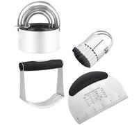 NUOBESTY Juego de Herramientas para Hornear Raspador de de Acero Inoxidable Cortadores de Galletas y Raspador de Color Plata Adecuado para Repostería y Corte de Verduras
