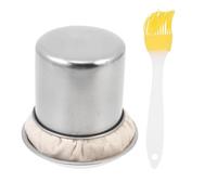 NUOBESTY Juego de Utensilios para Cocinar Panqueques con Aplicador y Pincel de Aceite de Acero Inoxidable, Bandeja 10x10x1,5 Cm, Pincel 9x9x9,5 Cm, Herramienta para Untar Color Aleatorio