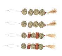 NUOBESTY Juguetes Masticables para Conejos y Hámsteres, 4 Piezas, Bola Tejida de Pasto y Maíz, Antiestrés para Jaulas, Suministros para Pequeños Animales