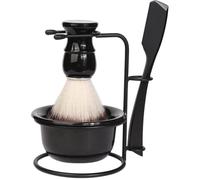 NUOBESTY Kit de Afeitado para Hombres Brocha de Cerdas de Jabalí, Maquinilla Manual y Cuenco para Jabón, Herramientas para Arreglo de Barba y Limpieza Facial