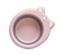 NUOBESTY Lavabo Plegable Para Bebés Diseño De Gato Adorable, Material Pp Duradero, Color Rosa, Portátil y Ahorra Espacio, Adecuado Para Viaje y Uso Infantil, Lavabo Multifuncional Plegable
