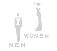 NUOBESTY Letreros para Puertas de Baños Acrílicos 20X6 CM Señalización Direccional Hombre y Mujer Plateada 2 Piezas Resistentes Humedad para Restaurantes y Hoteles