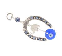 NUOBESTY Llavero Colgante de Elefante en Forma de Herradura Ojo Turco Azul Amuleto Protector Mal de Ojo Decoración para Ventana y Pared Diseño Práctico Anillo para Colgar