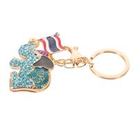 NUOBESTY Llavero de Elefante con Bandera Tailandesa Azul, Amuleto Suerte para Bolso, Colgante de Metal con Cristales de Colores, Recuerdo Turístico y Accesorio Versátil para Mochila y