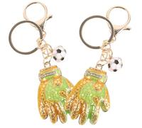 NUOBESTY Llaveros de Guantes de Portero de Fútbol Dorados, Colgantes Decorativos para Mochila y Equipaje, Juego de 2 Piezas, Accesorio Ligero para Bolso y Escuela