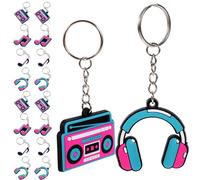 NUOBESTY Llaveros Musicales De Pvc Diseños De Notas y Micrófono, 4 Modelos x 5 Unidades, Accesorios Para Fiestas Musicales y Recuerdos Temáticos, Decoraciones Colgantes Para Llaves y Bolsos