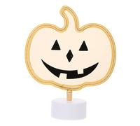 NUOBESTY Luz de Neón LED de Calabaza para Decoración de Halloween Lámpara de Mesa con Base de Calabaza Espeluznante para Fiestas y Hogar