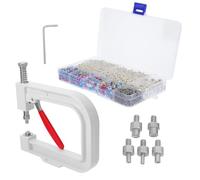 NUOBESTY Máquina de Prensa Manual para Engarce de Perlas Remaches Kit de Herramientas para Montaje de Cuentas Blancas Compatible Ropa Zapatos Bolsos y Manualidades Prensa Portátil