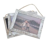 NUOBESTY Marco de Fotos Colgante de Pared de Madera MDF Ecológica Collage Rústico 3 Piezas 7 Pulgadas con Cuerda para Sala Dormitorio y Decoración Familiar