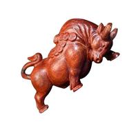 NUOBESTY Mini Figura Taurina de Sangre de Sándalo Tallada en Madera, Adorno Compacto y Elegante para Escritorio, Decoración Artesanal el Hogar, Escultura de Toro Resistente y Estable