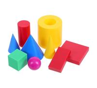 NUOBESTY Modelo Geométrico de Formas Sólidas para Matemáticas, Conjunto de Plástico Prisma Rectangular, Cubo, Cilindro, Cono y Esfera, para Enseñanza en Casa y Centros Educativos,