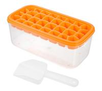 NUOBESTY Molde de Hielo de Silicona Base Flexible, Bandeja para 32 Cubitos, Color Naranja Tropical, Accesorio de Cocina Resistente para Congelador Doméstico Pala para Hielo Incluido