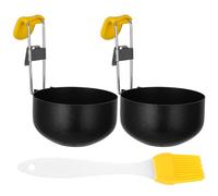 NUOBESTY Moldeador de Huevos para Sartén y Vapor de Acero Inoxidable, Plegable y Antiadherente, Juego de 2 Piezas para Cocinar Huevos Escalfados y Desayunos en Casa