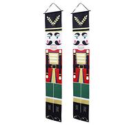 NUOBESTY Navidad Cascanueces Banner Walnut Soldier Cartel de Bienvenida Cortina Colgante para Porche Puerta de Entrada Pared Chimenea Jardín Interior Al Aire Casa Decoración de