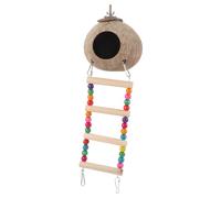 NUOBESTY Nido para Pájaros Periquitos y Loros con Escalera Casa Colgante de Cáscara de Natural para Descanso y Cría Cama Decorativa para Jaula de Agapornis y Cotorras Juguete Seguro para