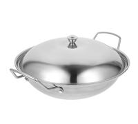 NUOBESTY Olla de Acero Inoxidable Espesado de 10 Pulgadas Tapa Anti-Desbordamiento para Cocina Doméstica y Bar Utensilio Multifuncional para Wok y Olla Caliente