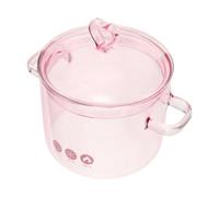 NUOBESTY Olla de Vidrio para Cocinar en La Estufa - Olla de Cocción Lenta Resistente Al Calor de 1.3 L/44 Oz - Tapa con Pomo en Forma de Corazón Y Doble Asa - de Cocina para Sopa, Leche, Té Y